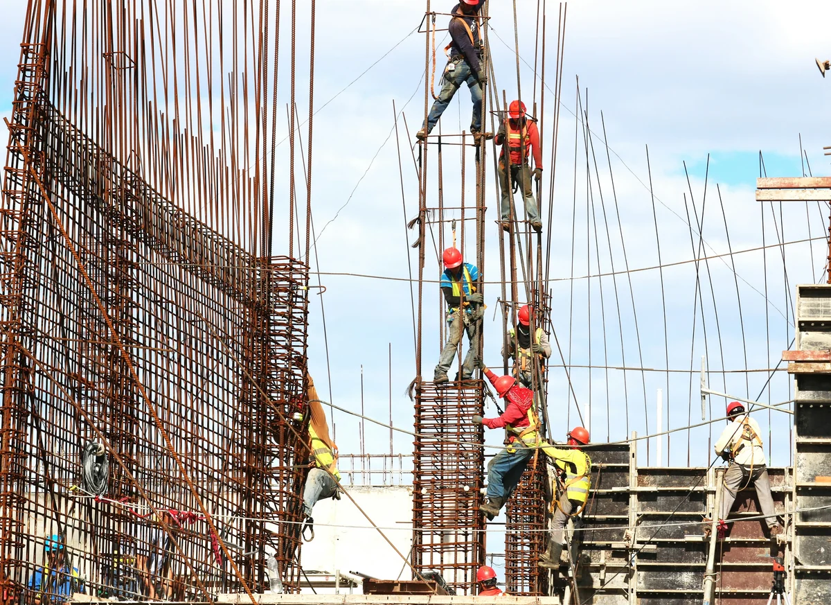 Concrete slab preparation with forms and rebar