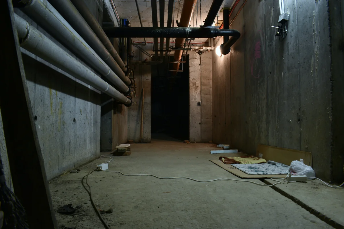 Basement foundation interior wall under repair