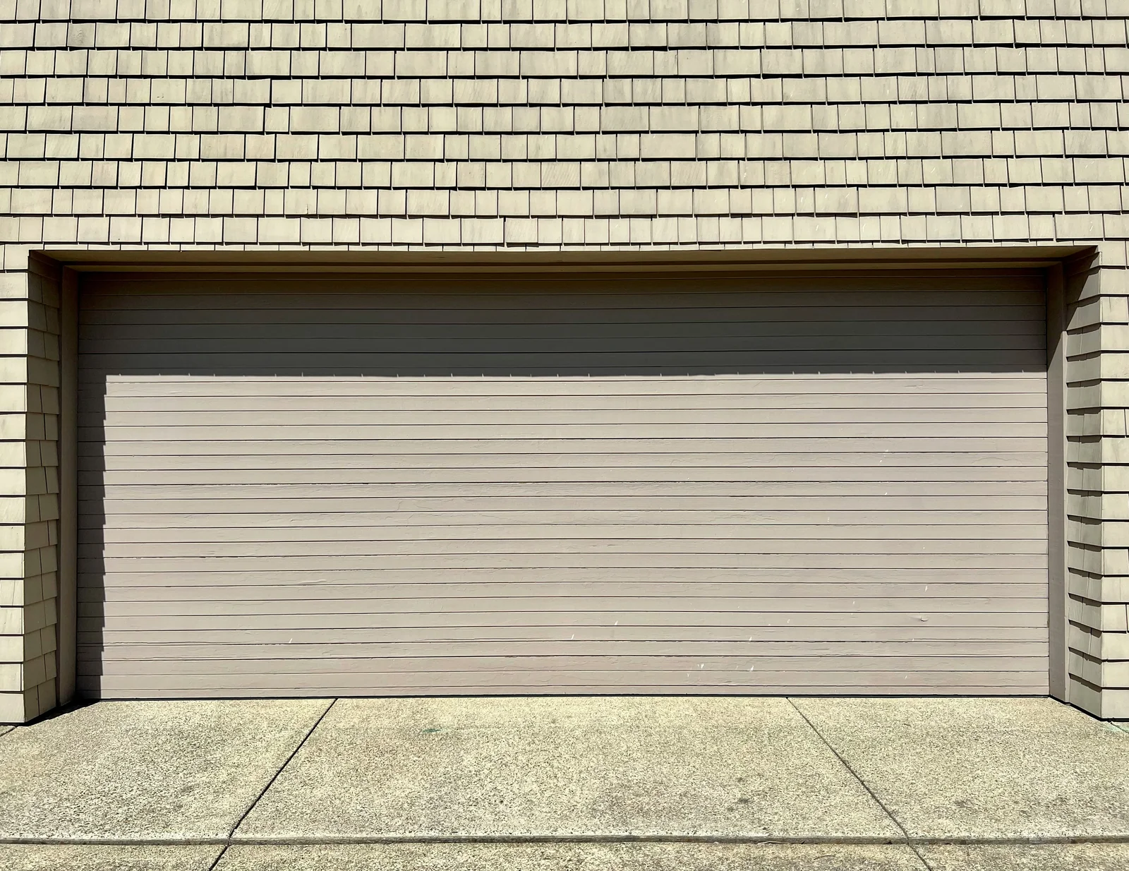 Close-up of residential garage door panels