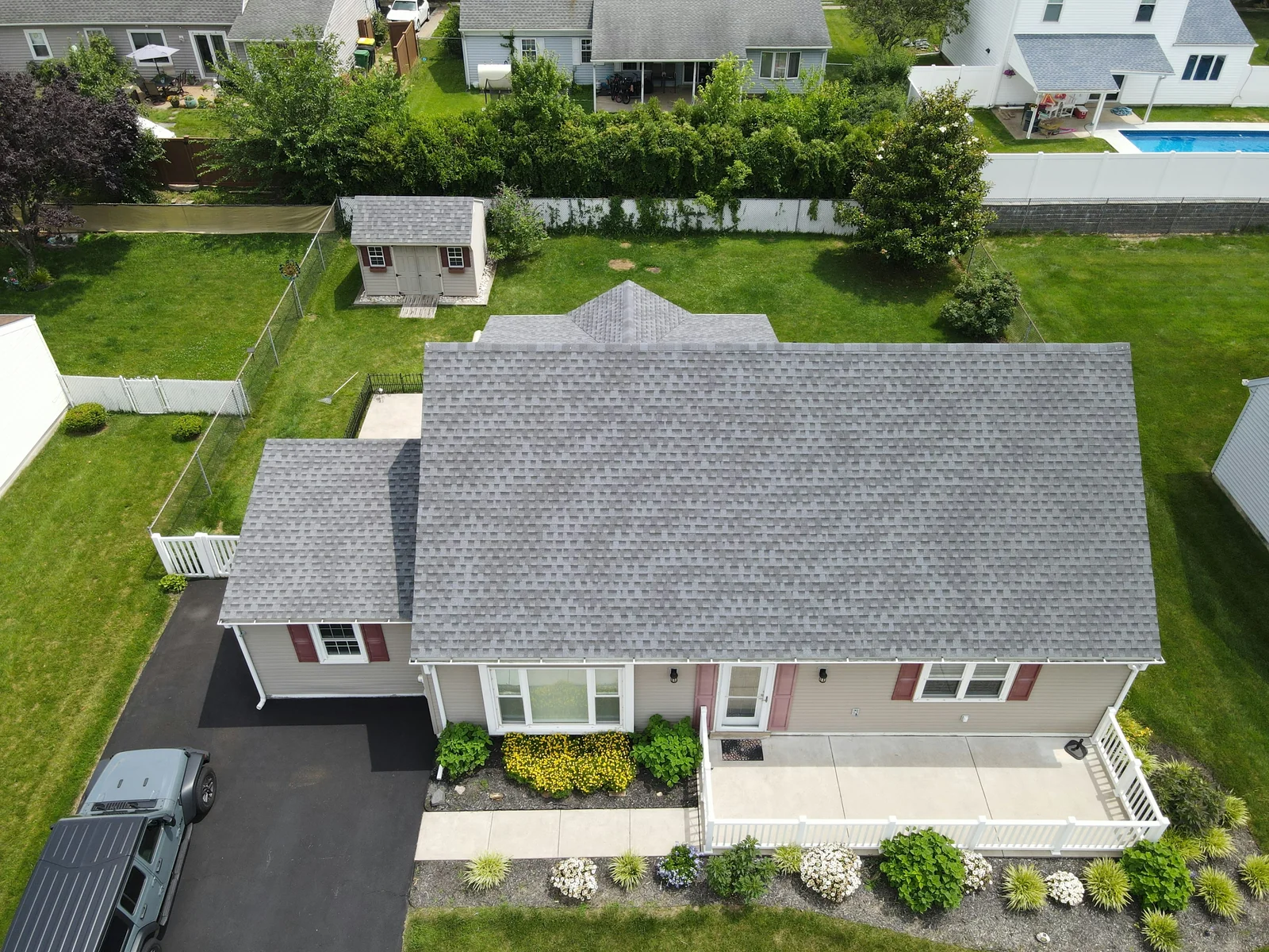 House exterior with newly installed roof