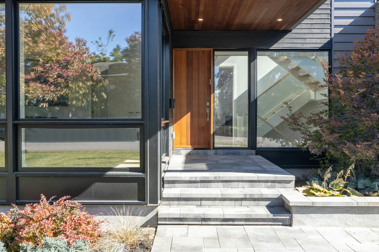 Modern home exterior with new replacement windows